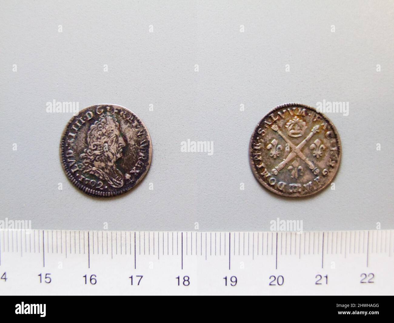 1/24th Écu of Louis XIV, King of France from Besançon. Ruler Louis XIV