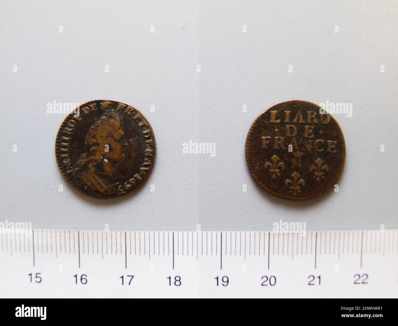 Louis Stone Ruler 1 Liard of Louis XIV, King of France from Toulouse. Ruler: Louis XIV ...