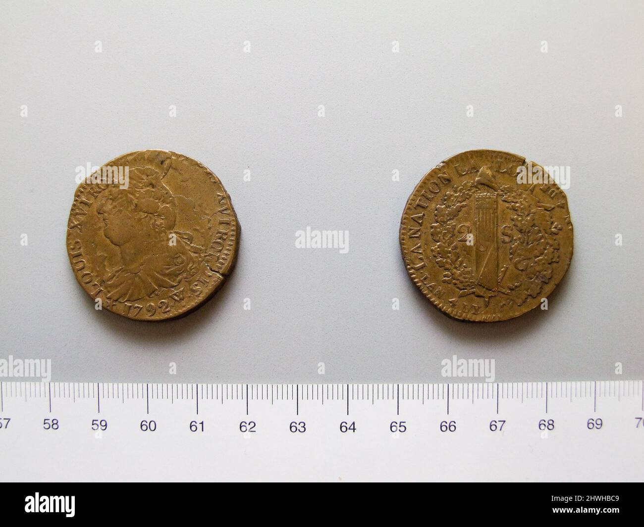France Ruler Double Sol of Louis XVI, King of France from Arras. Ruler: Louis XVI ...
