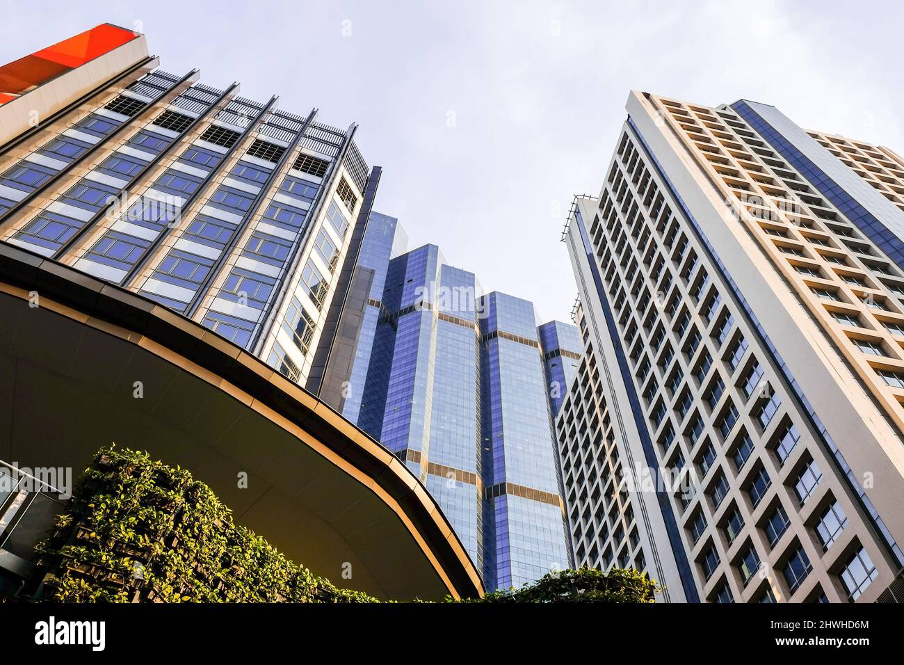 Modern office building sunset light uprisen view, Bangkok Thailand ...
