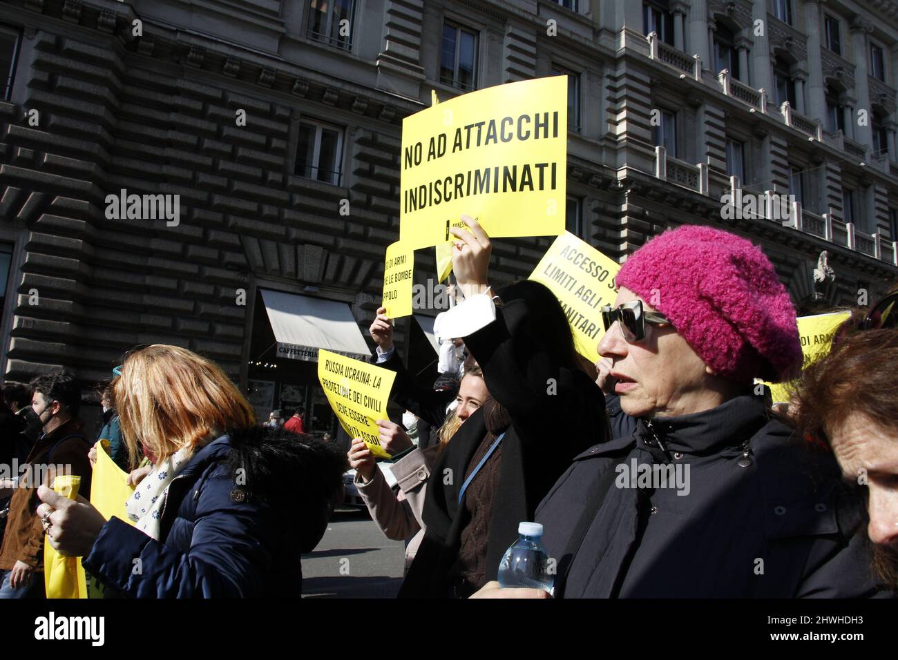 5th March 2022 Anti War protest- People in Rome Italy demonstrate against the war in Ukraine. Stock Photo