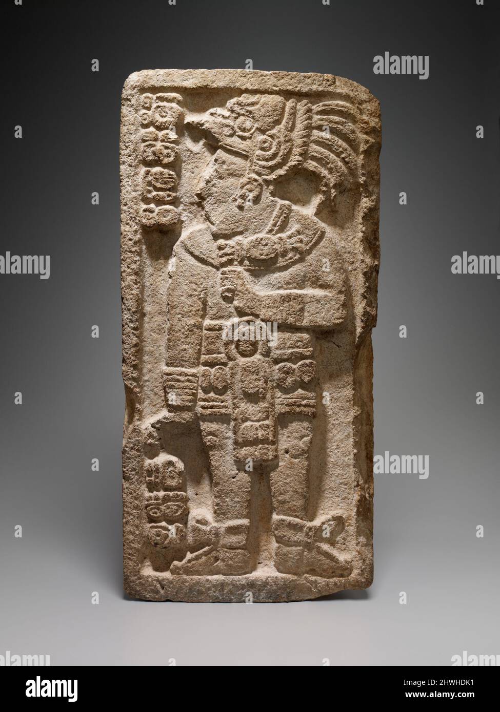 Panel carved with male figure and inscription. Artist: Unknown Stock ...