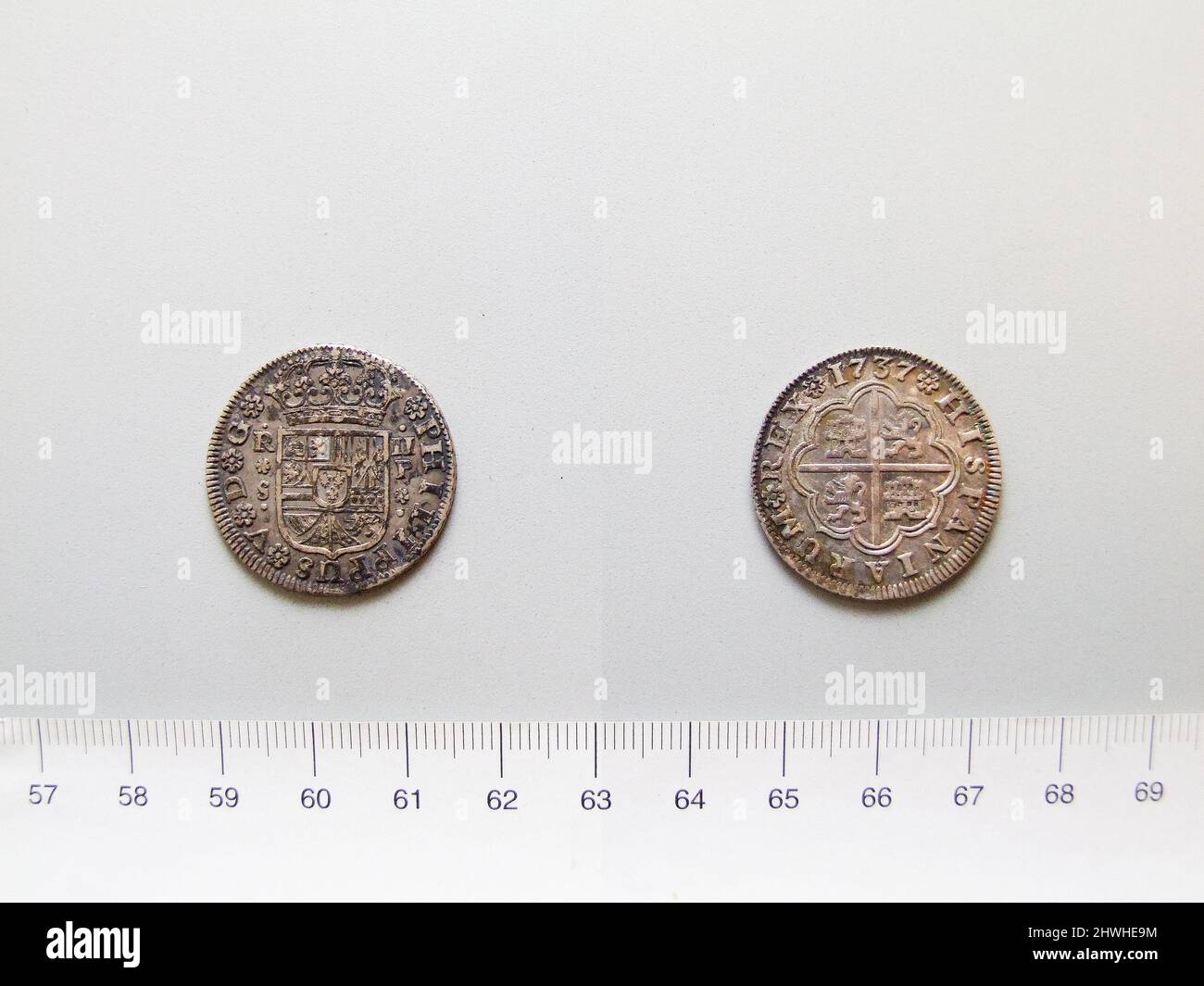 1700 Ruler 2 Reals of Philip V, King of Spain from Seville. Ruler: Philip V, King ...
