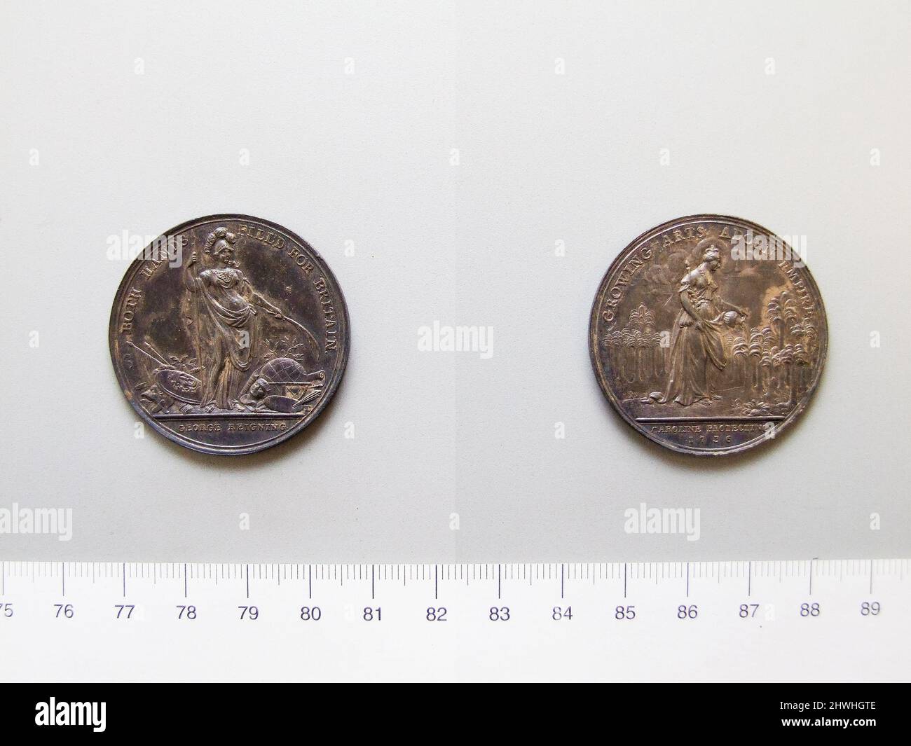 Caroline Ruler Medal of Jernegan’s Cistern Medal, Great Britain, George II and ...