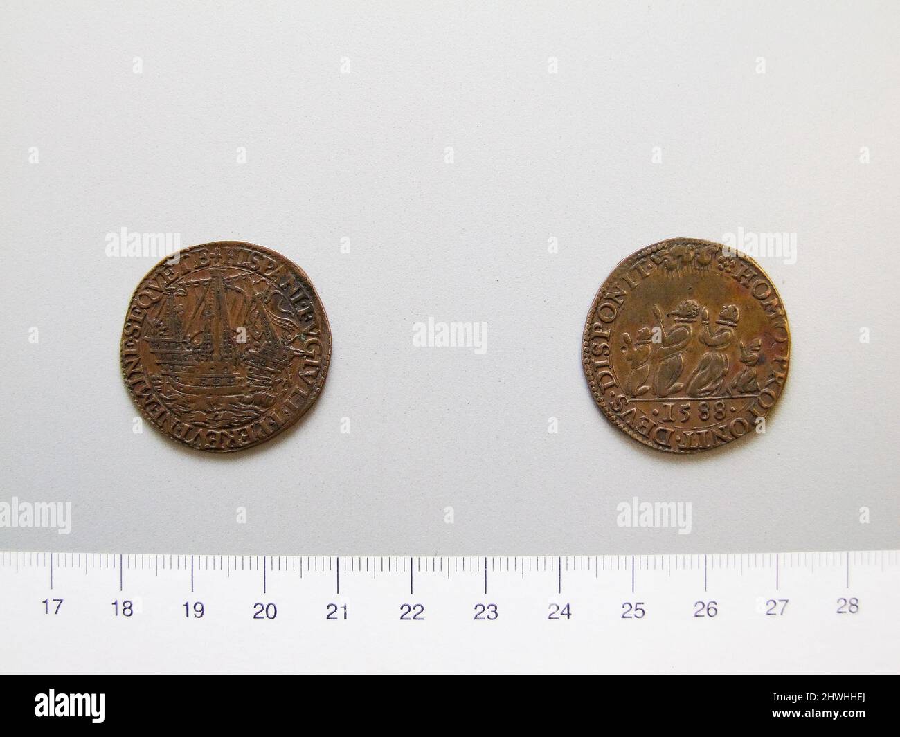 Medal of the Armada. Ruler Elizabeth I, Queen of England, British