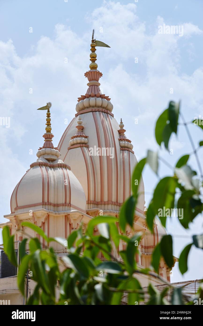 Historical centre of worship. The spires of Naba Brindaban - Bagbazar , Kolkata (Calcutta) , West Bengal , India. Stock Photo