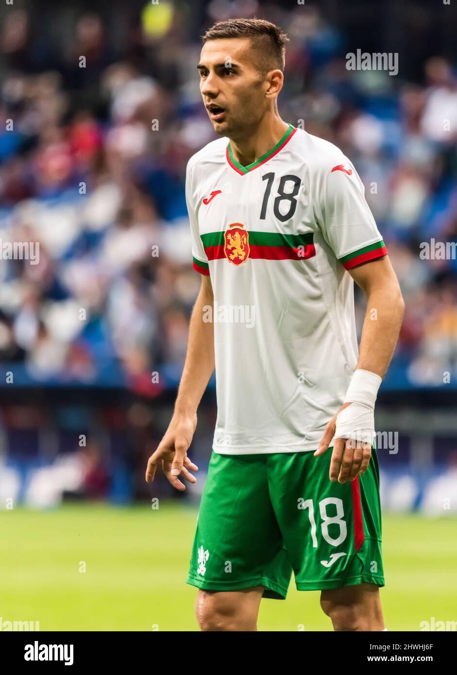 Moscow, Russia – June 5, 2021. Bulgaria national football team midfielder Ivaylo Chochev during international friendly Russia vs Bulgaria (1-0). Stock Photo