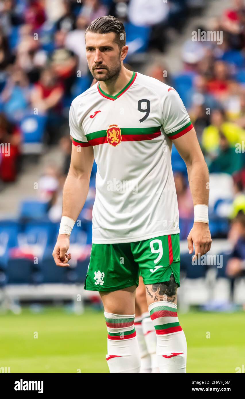 Moscow, Russia – June 5, 2021. Bulgaria national football team striker Andrej Galabinov during international friendly Russia vs Bulgaria (1-0). Stock Photo