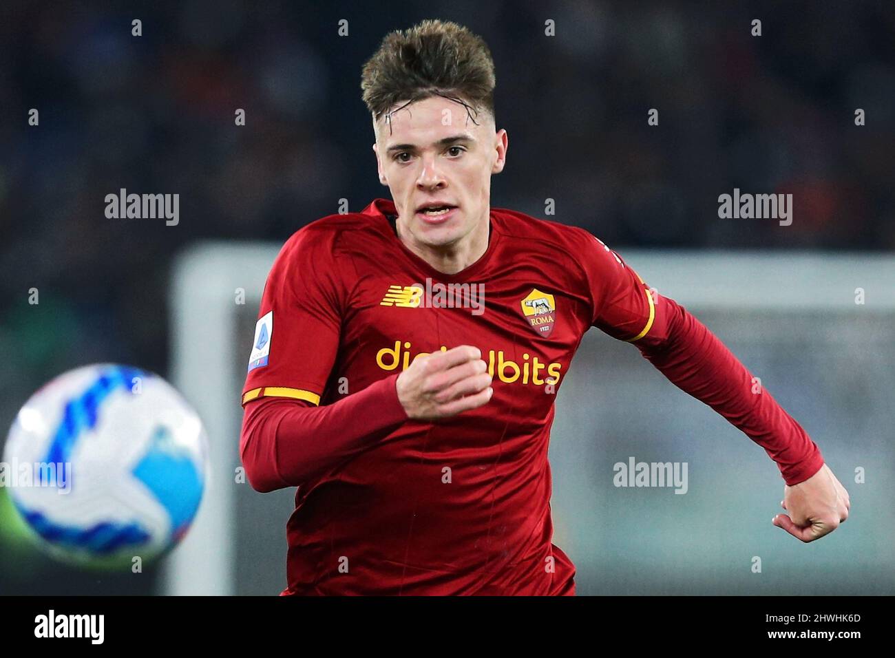 Nicola Zalewski Of Roma In Action During The Italian Championship Serie A Football Match Between As Roma And Atalanta On March 5 22 At Stadio Olimpico In Rome Italy Photo
