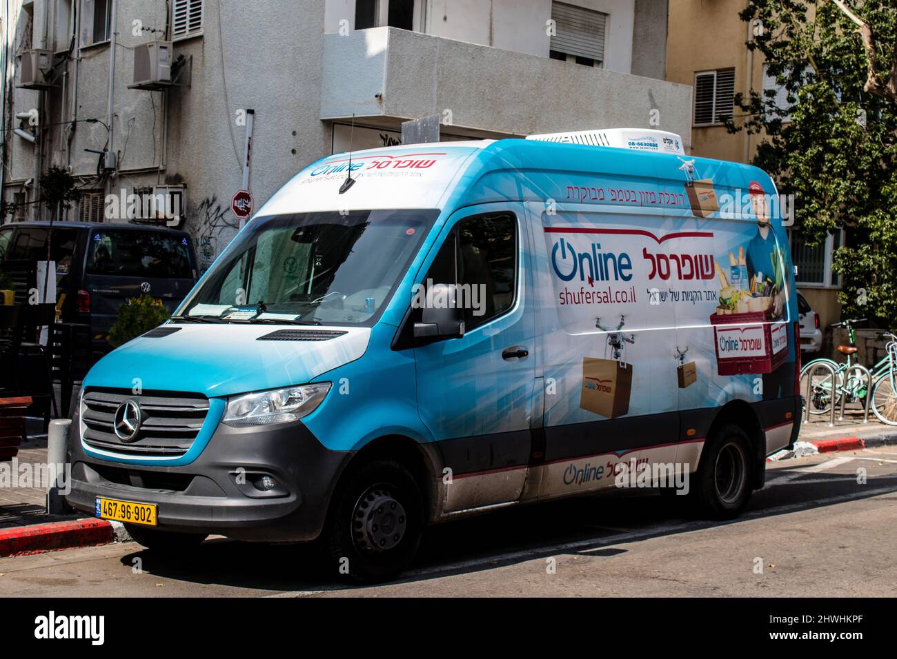 Tel Aviv, Israel - March 04, 2022 Delivery truck rolling in the streets of  Tel Aviv during the coronavirus outbreak hitting Israel Stock Photo - Alamy
