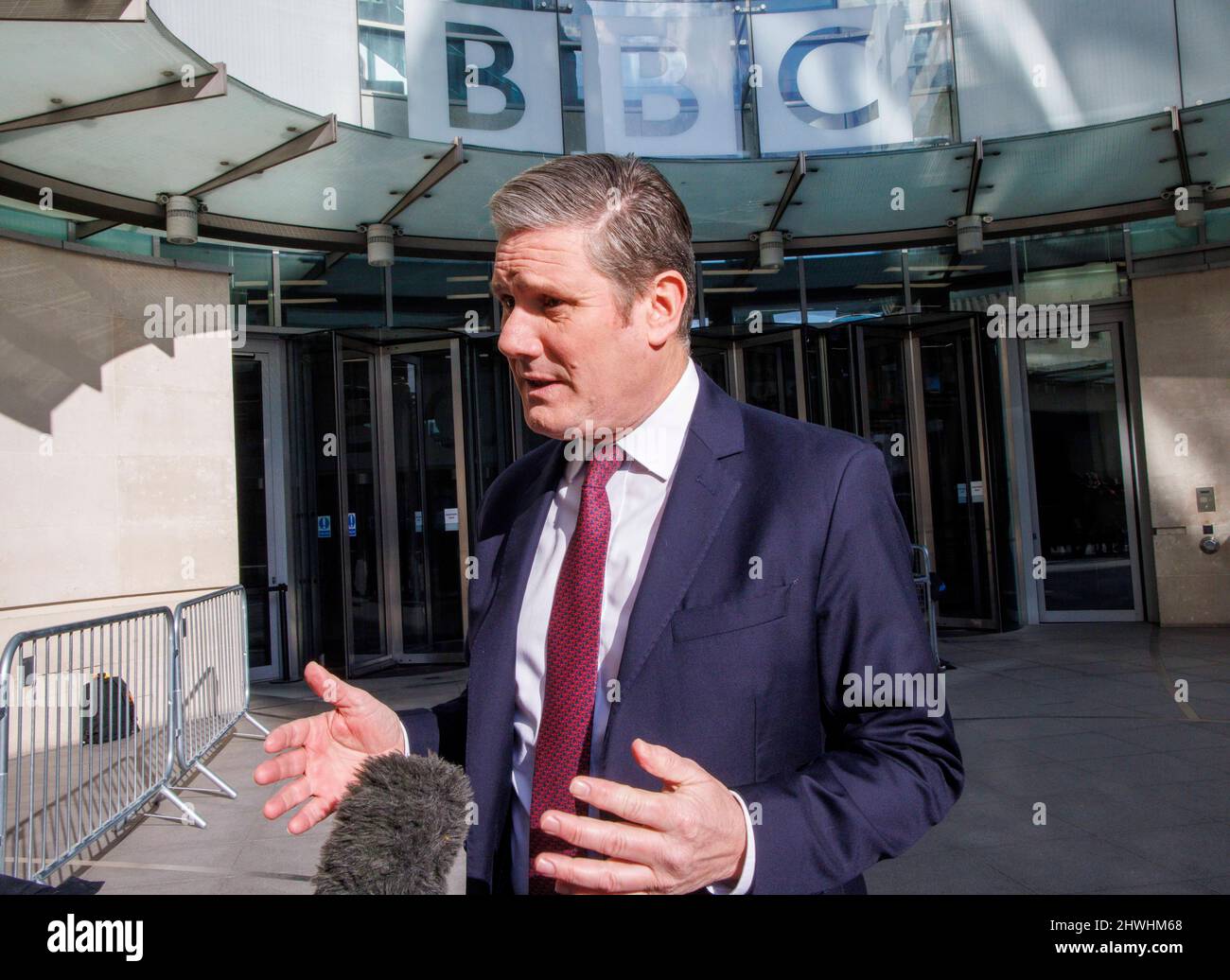 London, UK. 6th Mar, 2022. Leader of the Labour Party, Sir Keir Starmer, at the BBC Studios. Credit: Mark Thomas/Alamy Live News Stock Photo