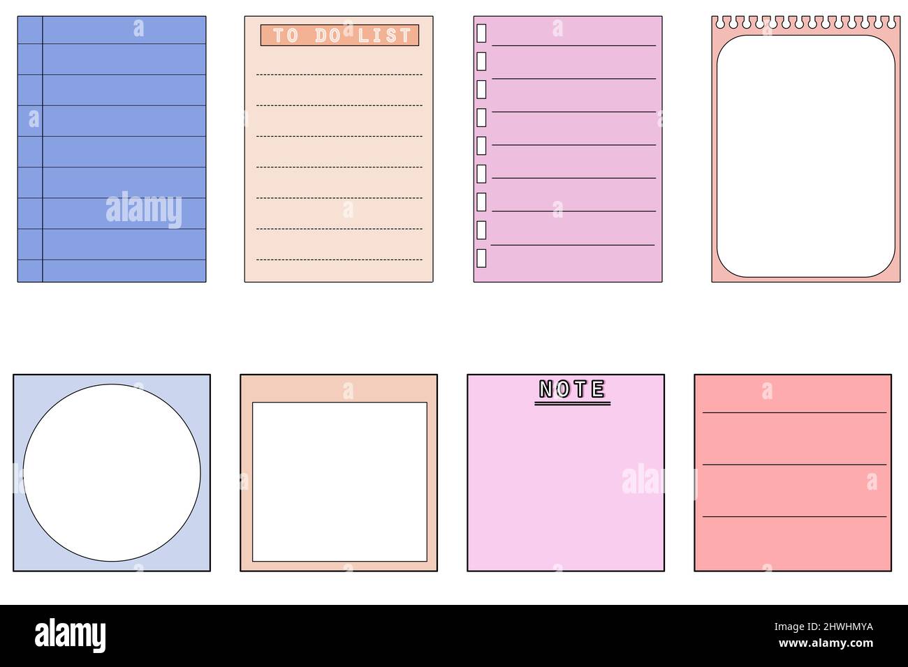 Set Of The Cute Colorful Notepad Memo Striped Line Planner Paper 