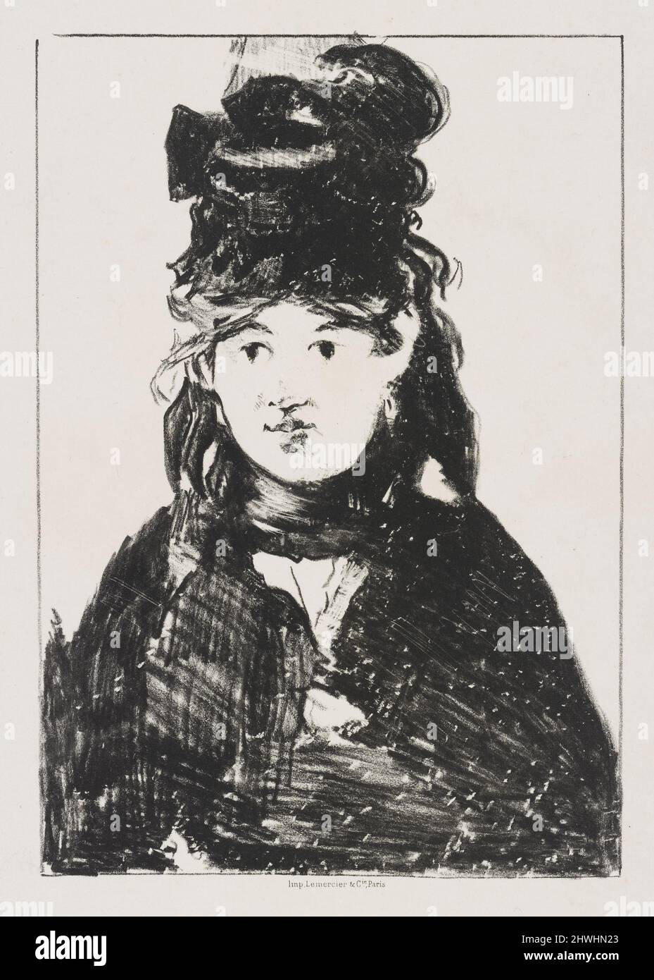 Portrait of Berthe Morisot.  Artist: Édouard Manet, French, 1832–1883 Stock Photo