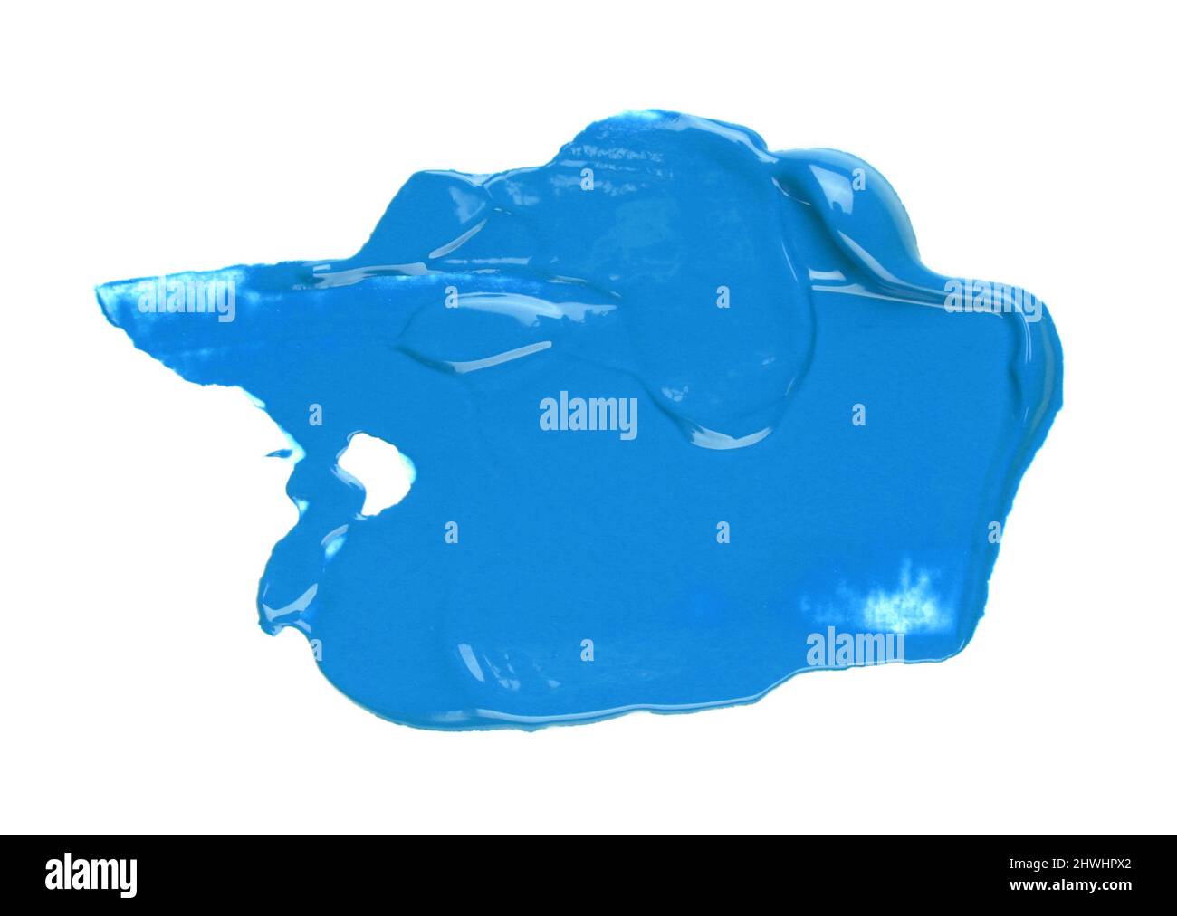 Light blue acrylic paint smear isolated on white background Stock Photo