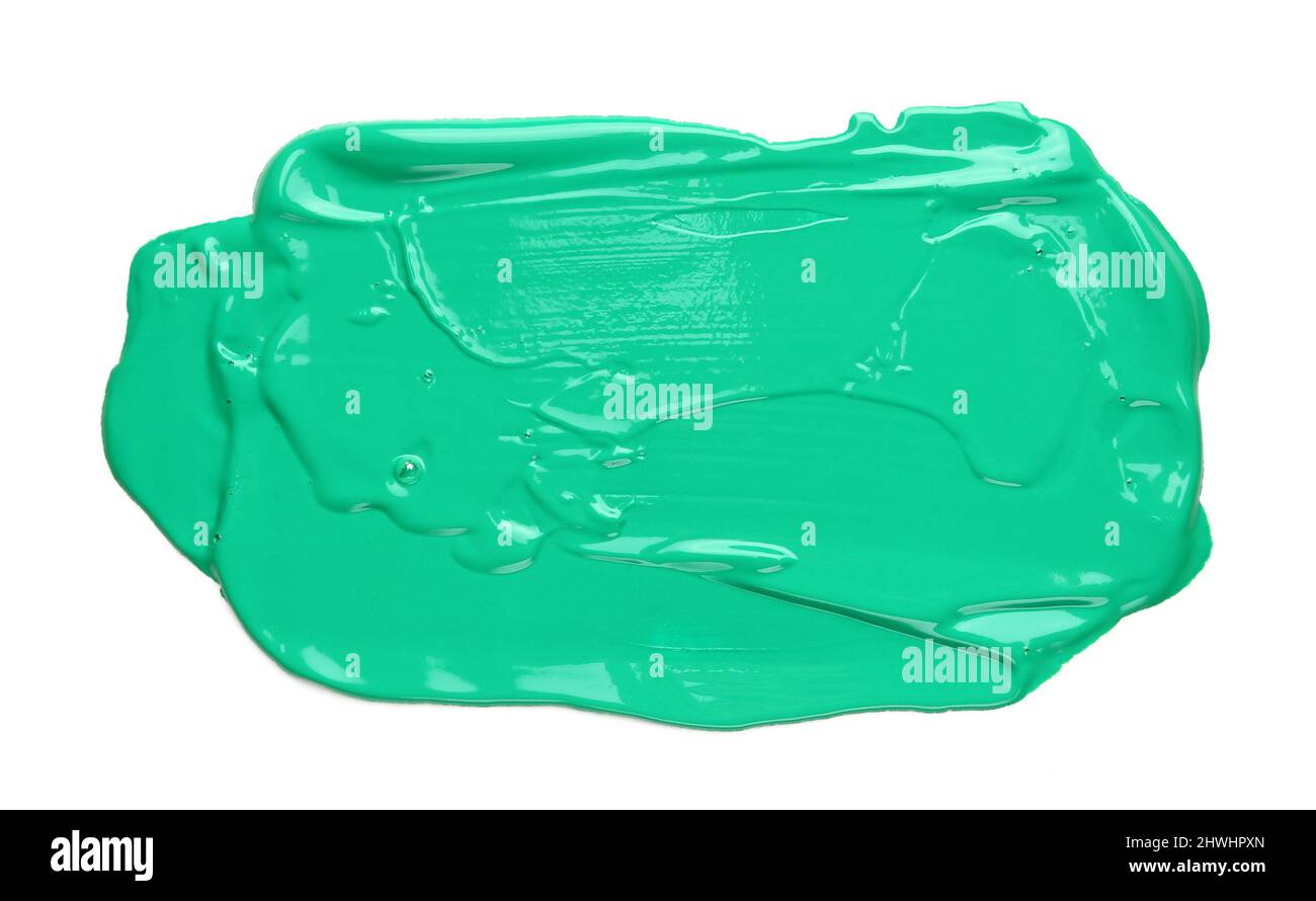 Mint green acrylic paint smear isolated on white background Stock Photo