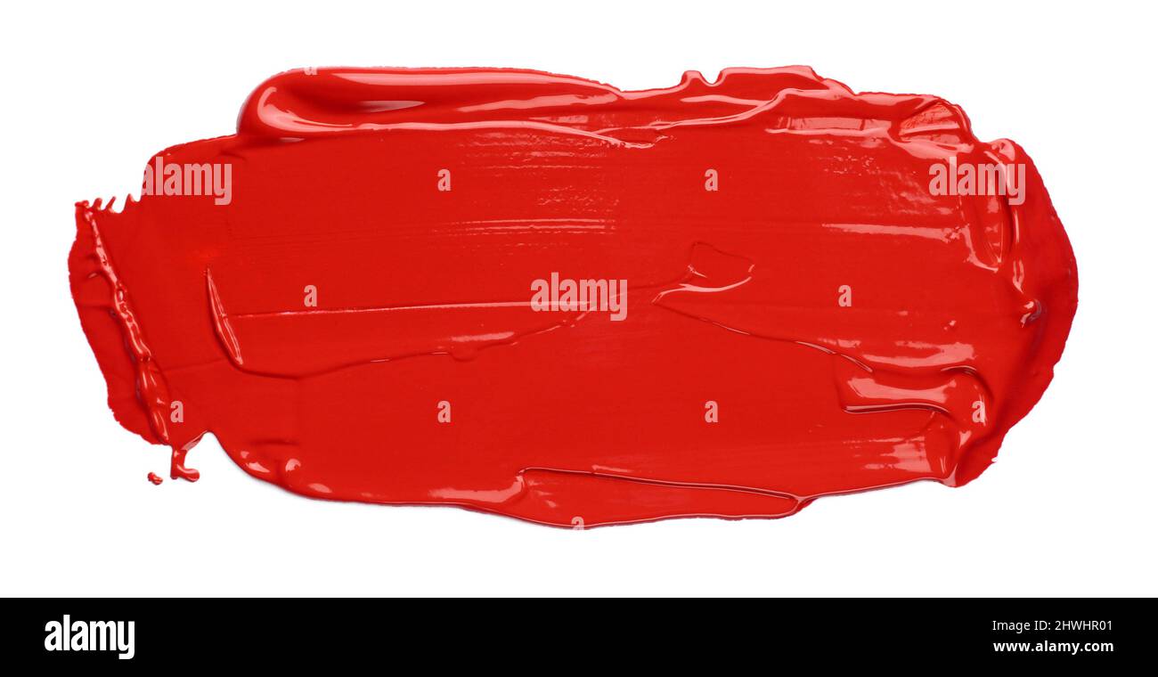 Red acrylic paint smear isolated on white background Stock Photo - Alamy