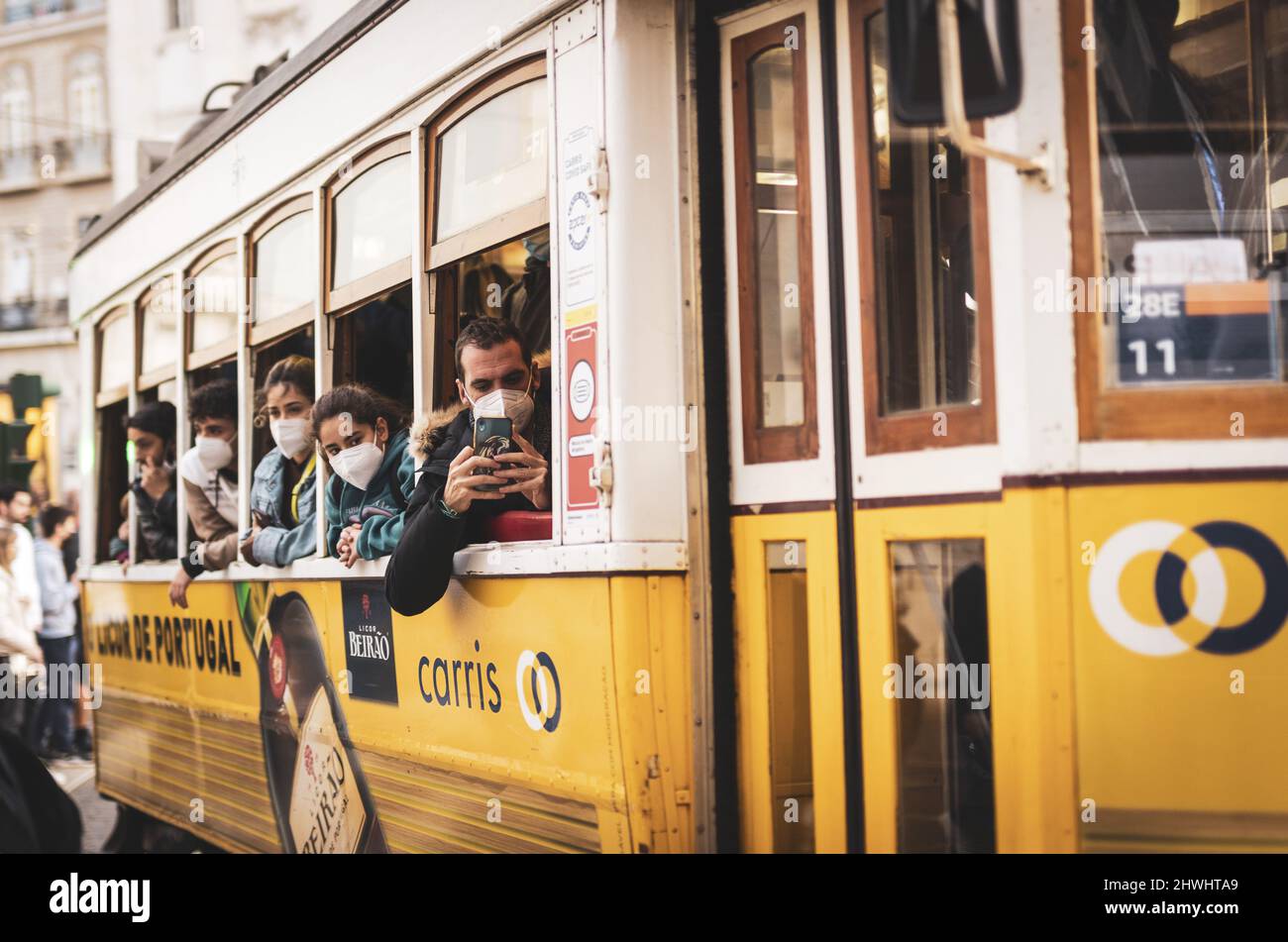 Straßenbahn Lissabon Portugal, Lisboa 26.02.2022, Reise, Städtereise, Urlaub, Kurzurlaub  Foto: Moritz Müller  Copyright (nur für journalistische Zwec Stock Photo