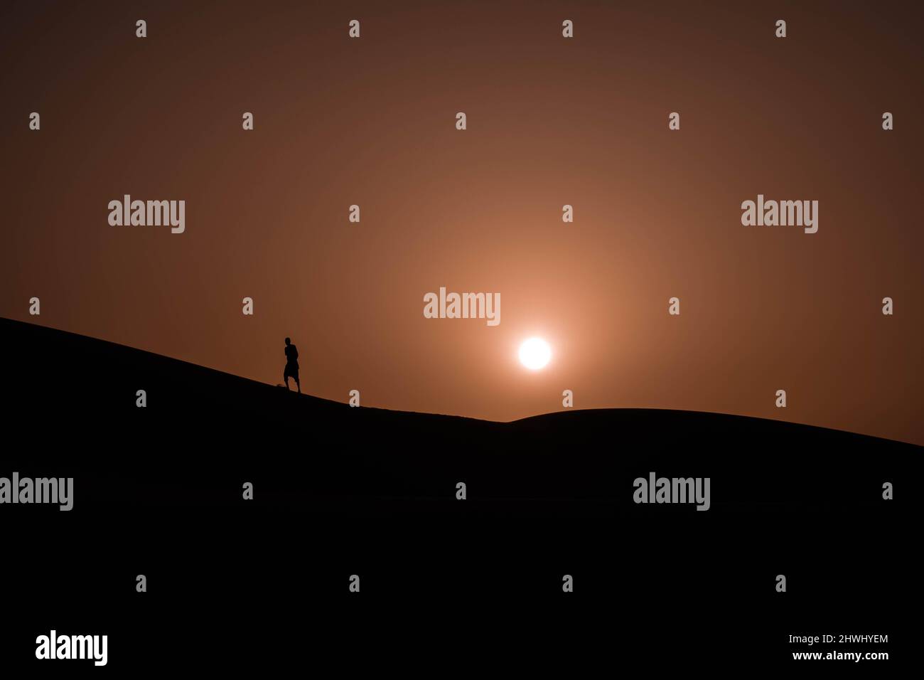 Size of Sad Dues in Sahara desert by Sunset Stock Photo
