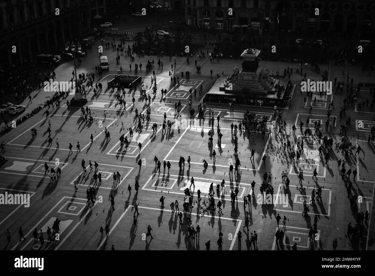 Busy square in Milan, Italy full of people Stock Photo