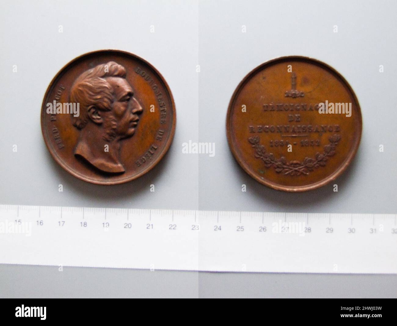 Medal Honoring Ferdinand Piercot, Mayor of Liège. Artist Louis Jéhotte