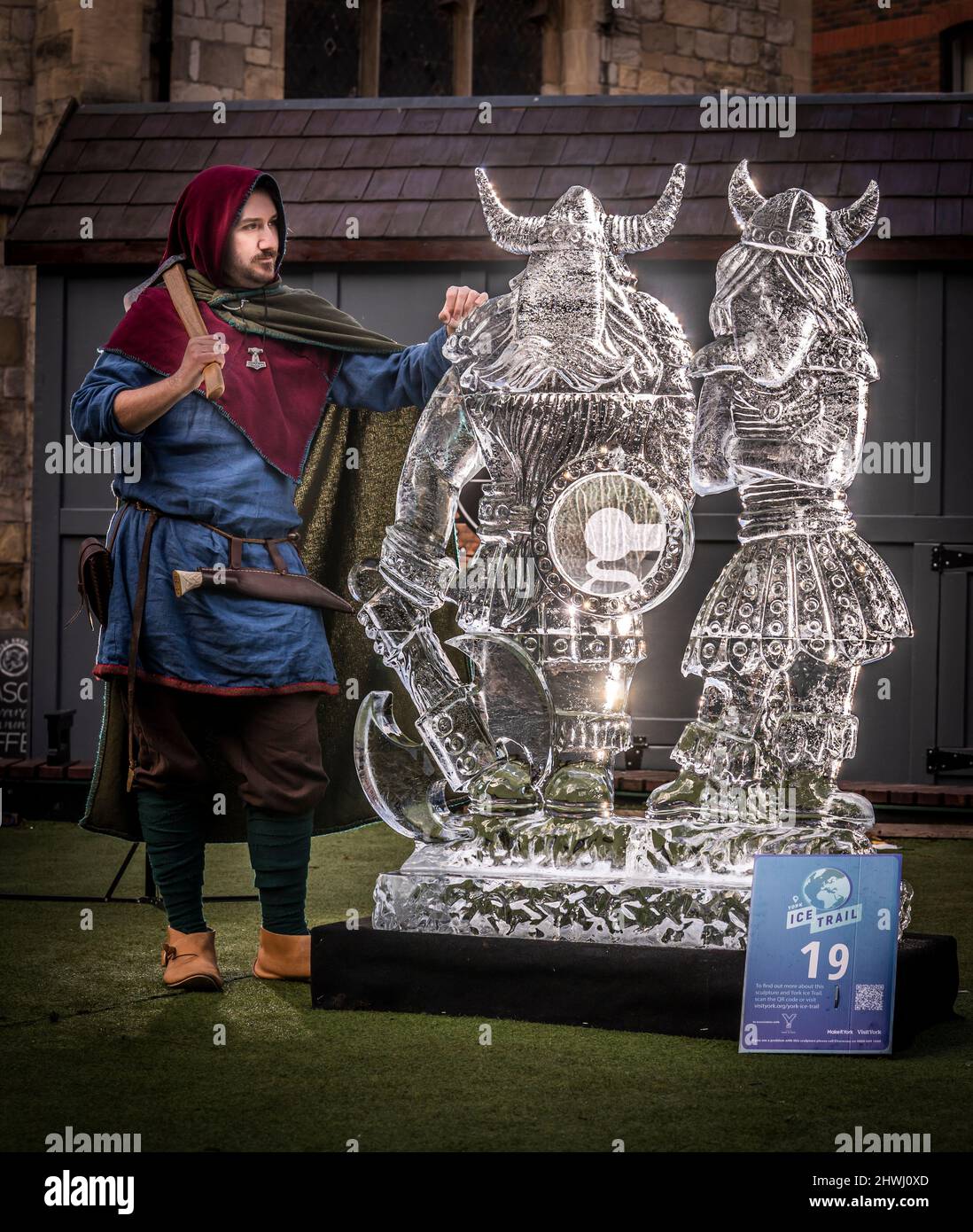 Reenactor Joshua Rowntree from the JORVIK Viking Centre, views an ice ...