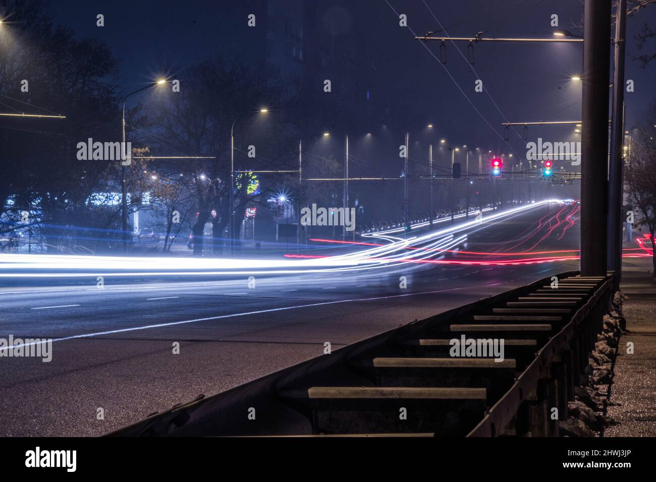 Foggy light trails hi-res stock photography and images - Alamy