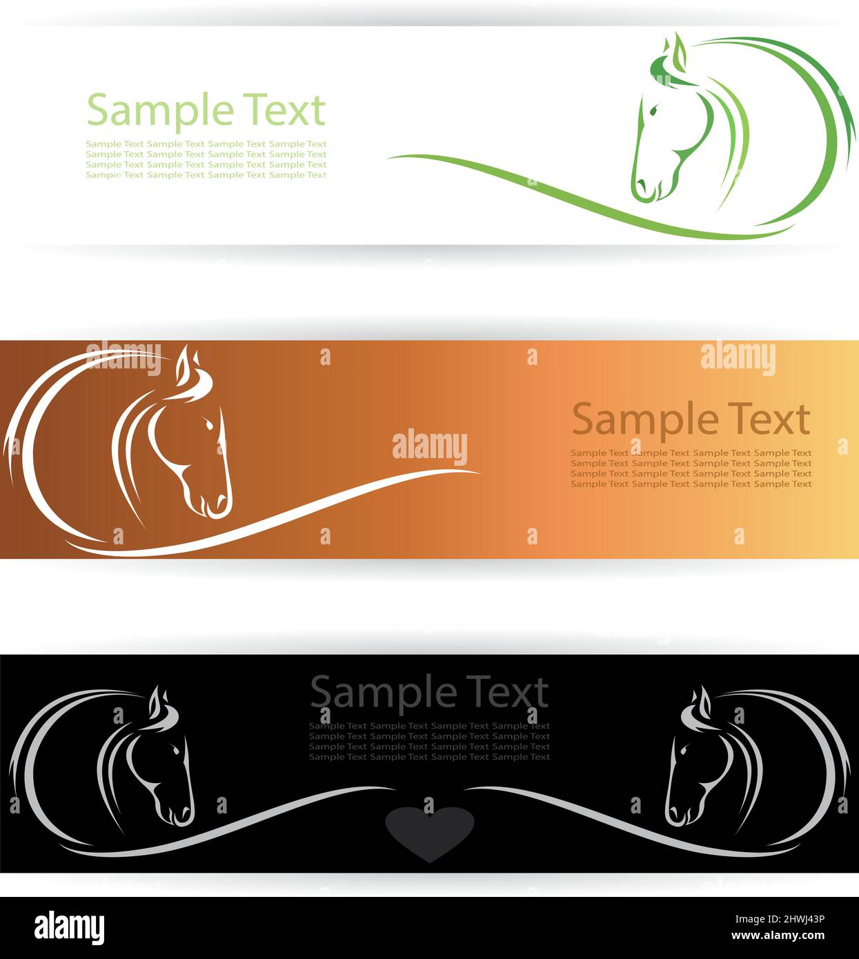 Vector image of an horse banners. Easy editable layered vector illustration. Stock Vector