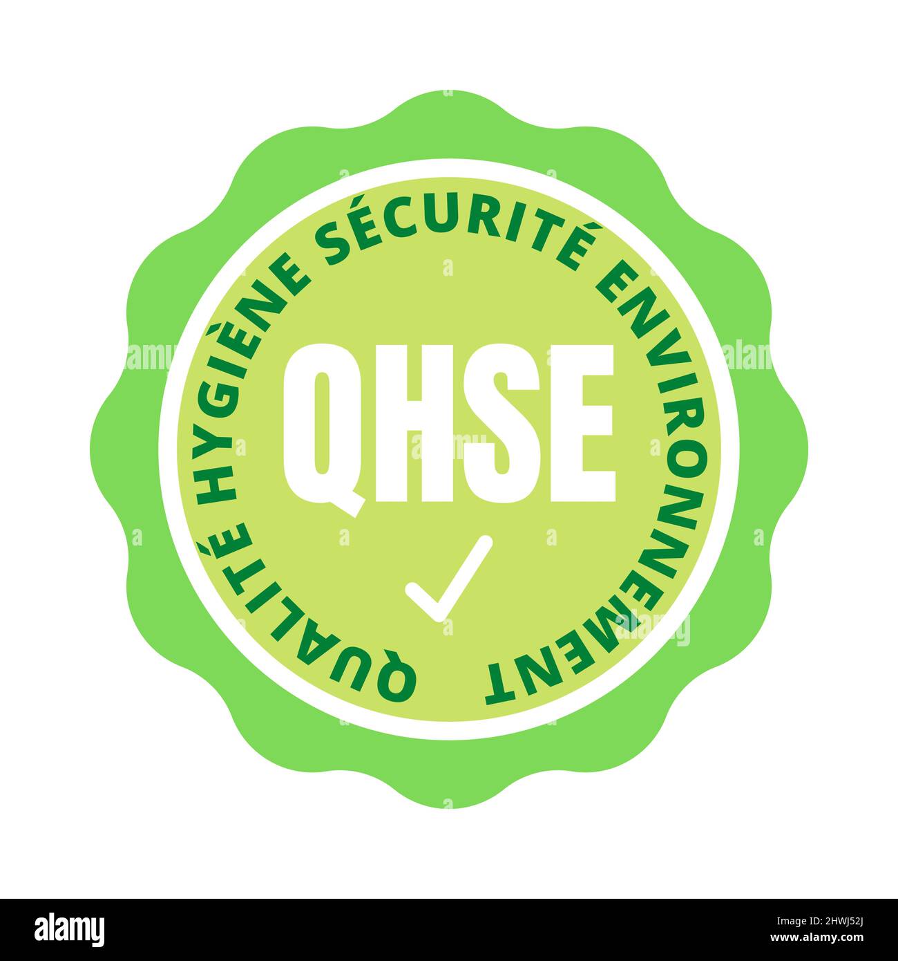 QSE quality hygiene safety environment symbol in France called qualite securite environnement in french language Stock Photo