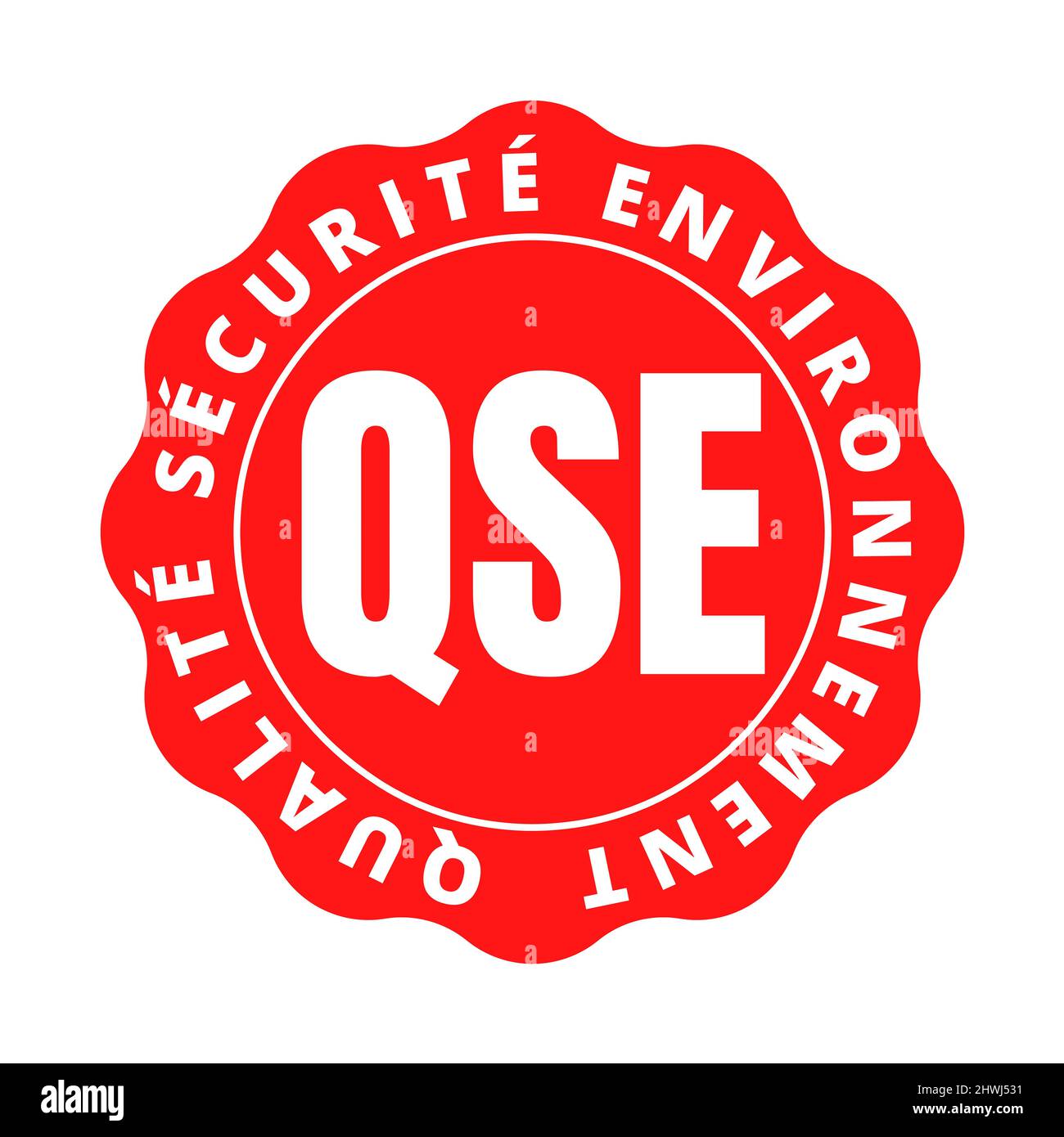 QSE quality safety environment symbol in France called qualite securite environnement in french language Stock Photo