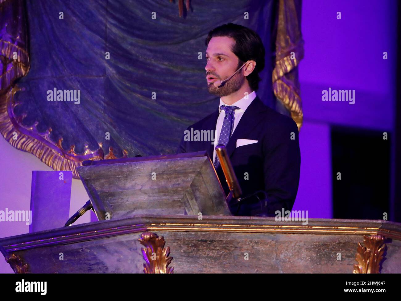 Prince Carl Philip of Sweden spoke from the pulpit during the