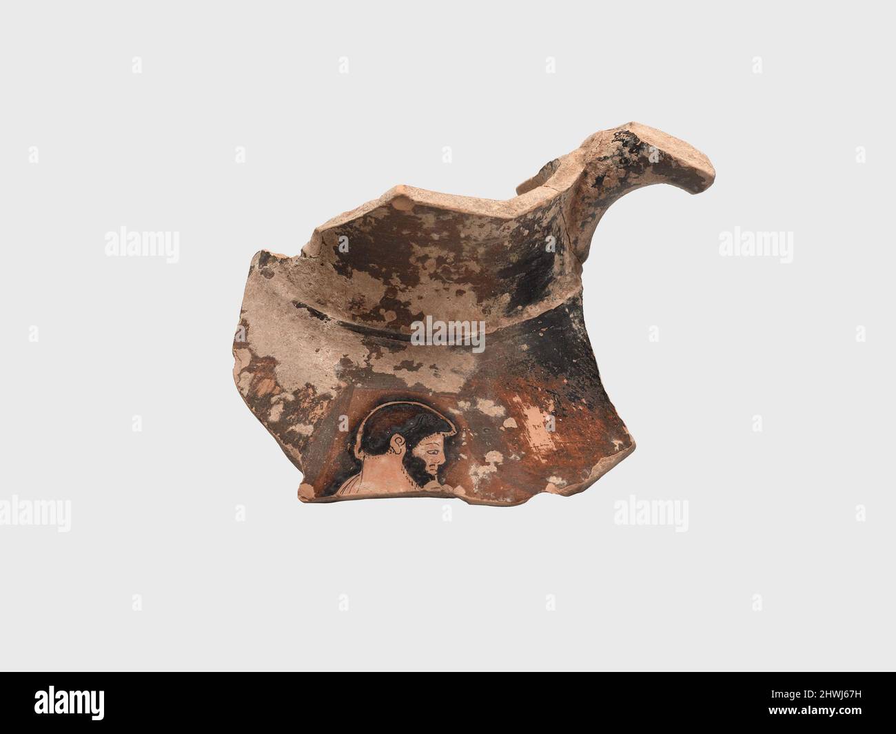 Athenian redfigure vase fragment, head of a bearded man. Artist