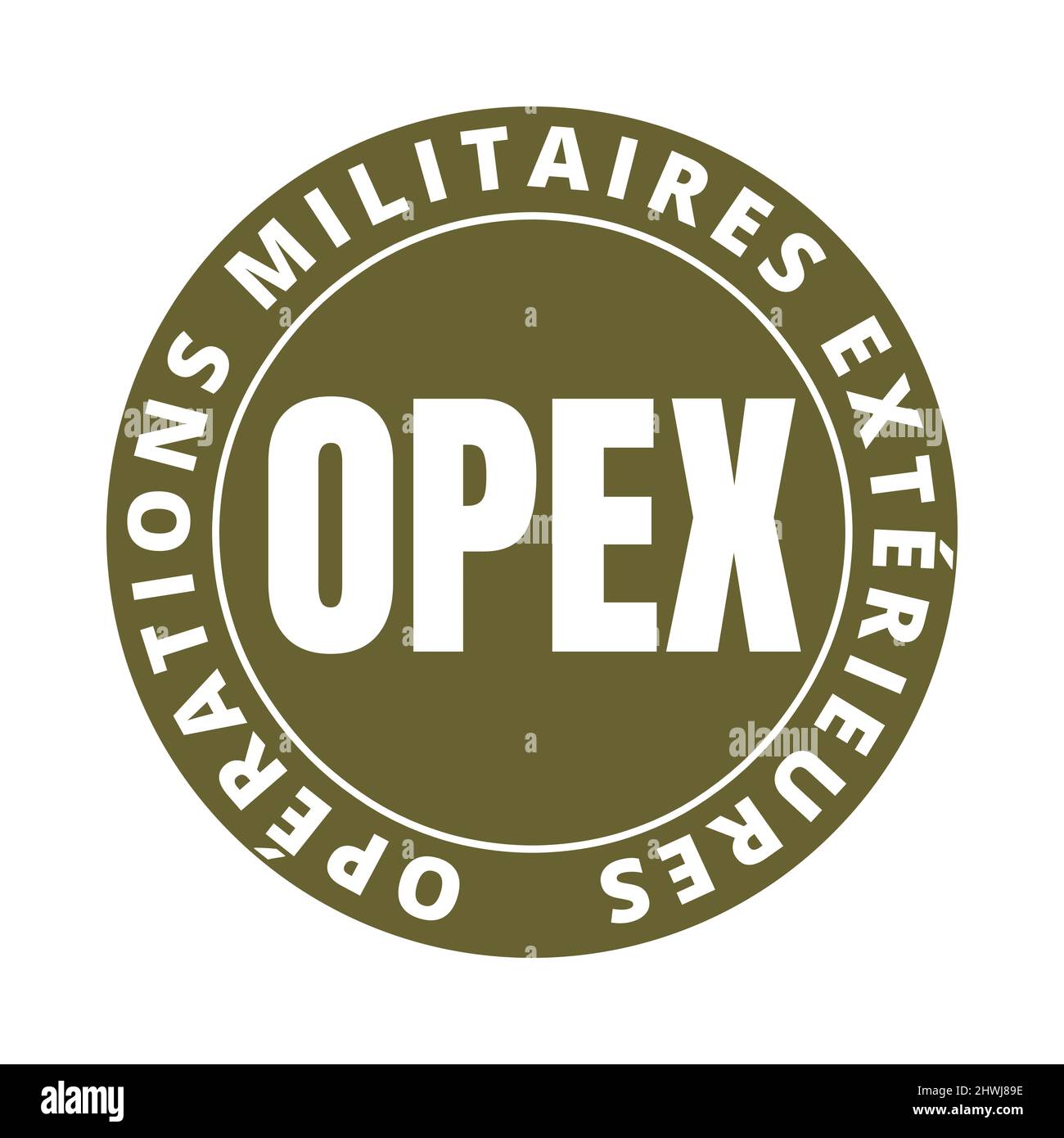 OPEX external military operations symbol called OPEX operations militaires exterieures in french language Stock Photo