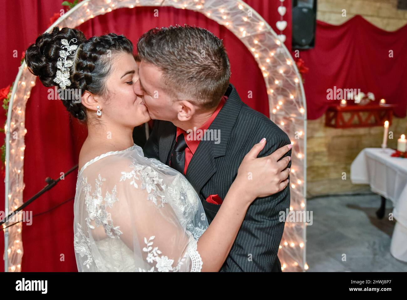 A Cuban style real life wedding, 2021 Stock Photo