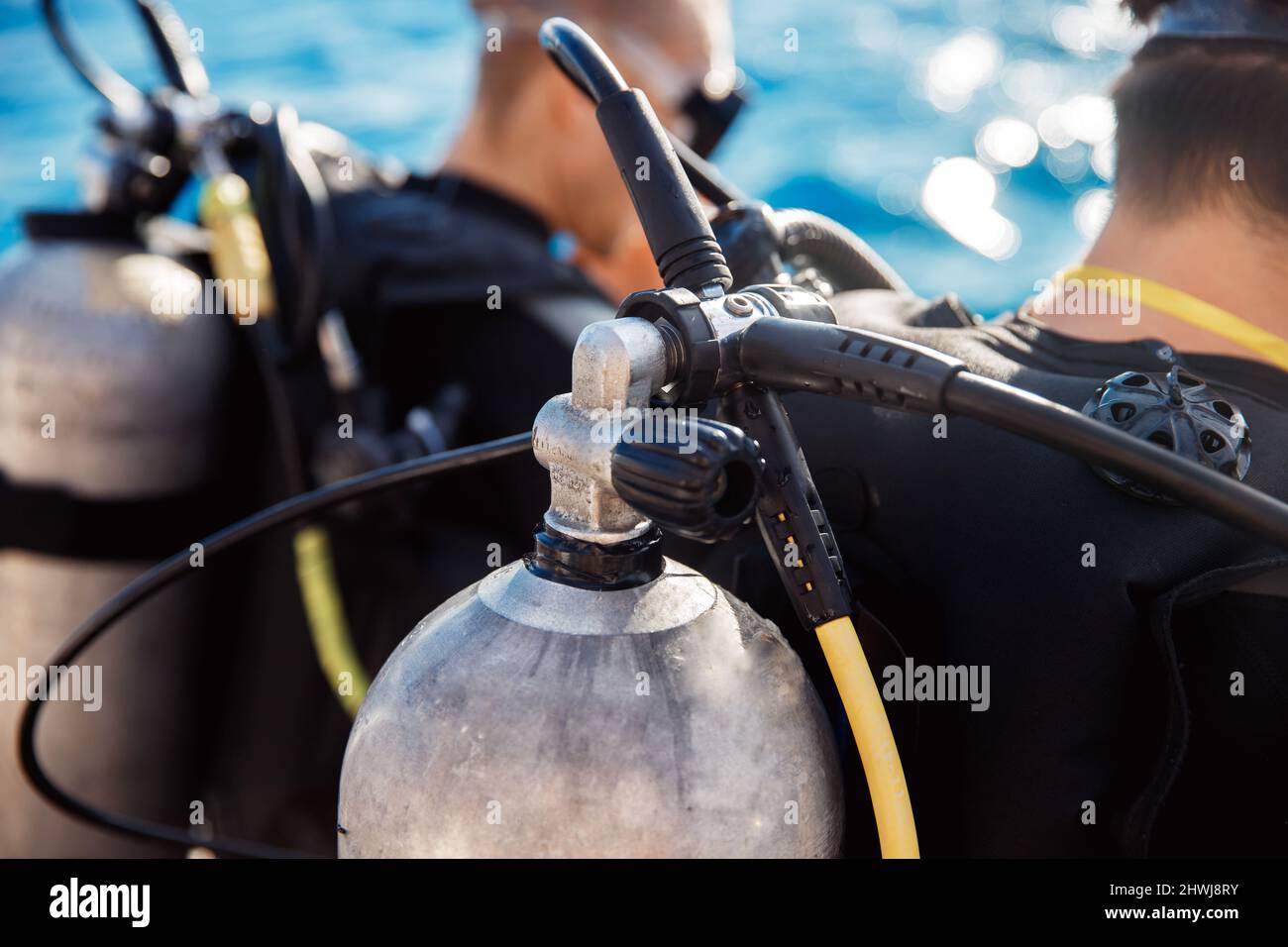 Equipment for diving and snorkeling in sea on boat. Concept tourism