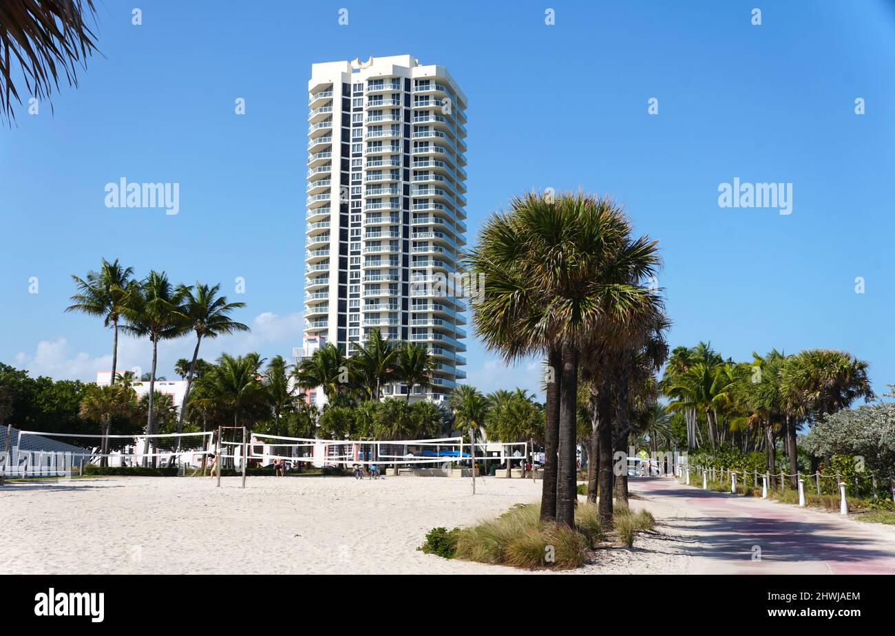 Miami Beach, Florida, U.S.A February 18, 2022 The sand volleyball