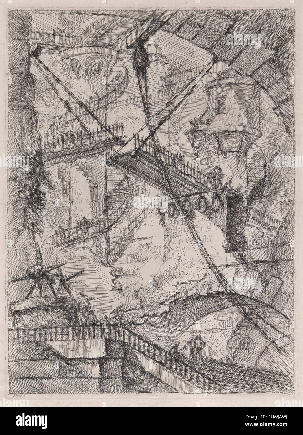 The Drawbridge, from Carceri d’Invenzione (Imaginary Prisons).  Artist: Giovanni Battista Piranesi, Italian, 1720–1778 Stock Photo