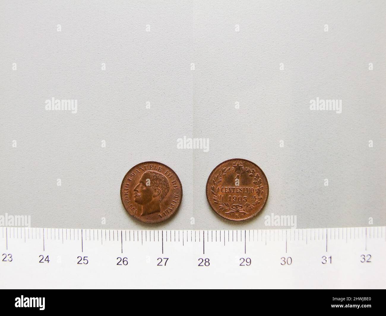 1 Centesimo of Victor Emmanuel III, King of Italy from Rome. Ruler ...