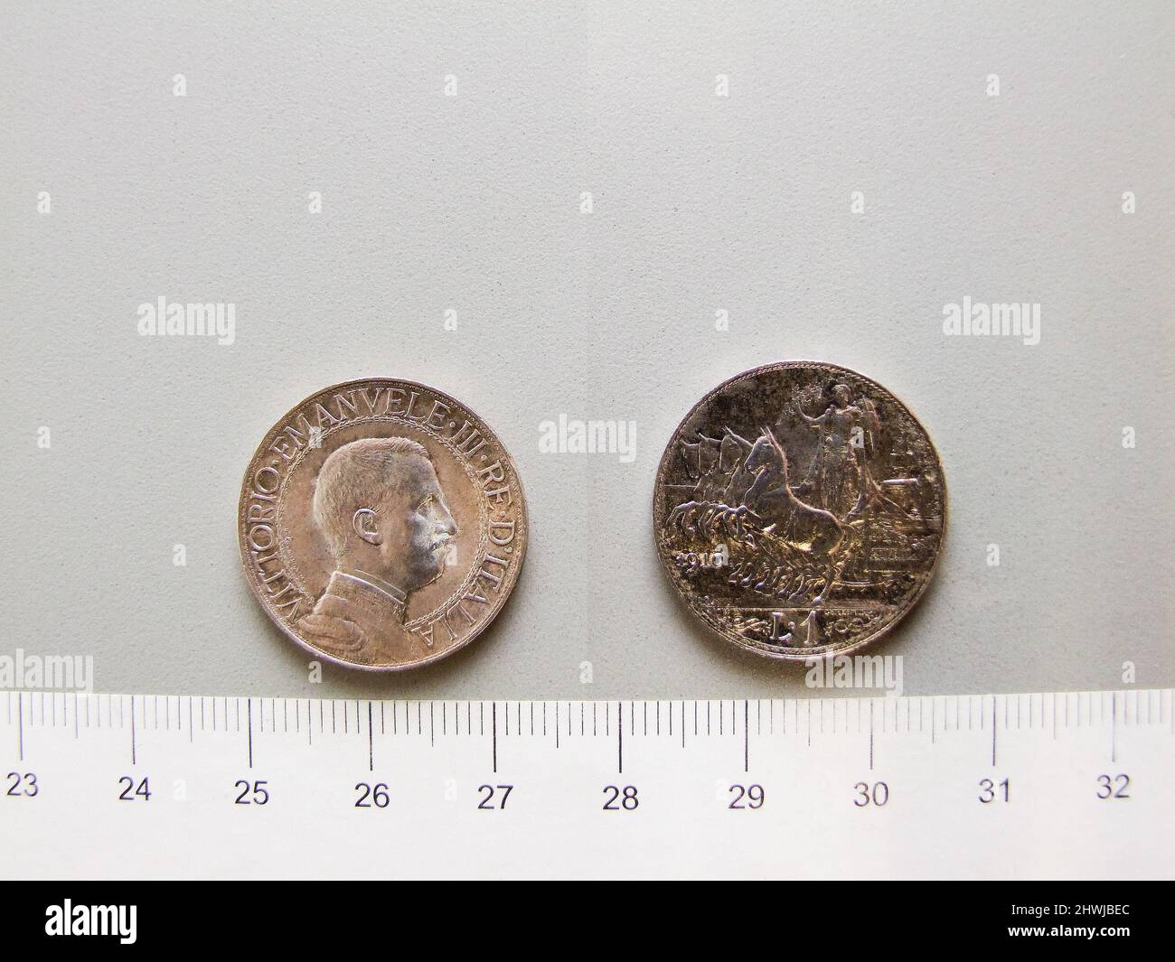 1 Lira of Victor Emmanuel III, King of Italy from Rome. Ruler: Victor ...