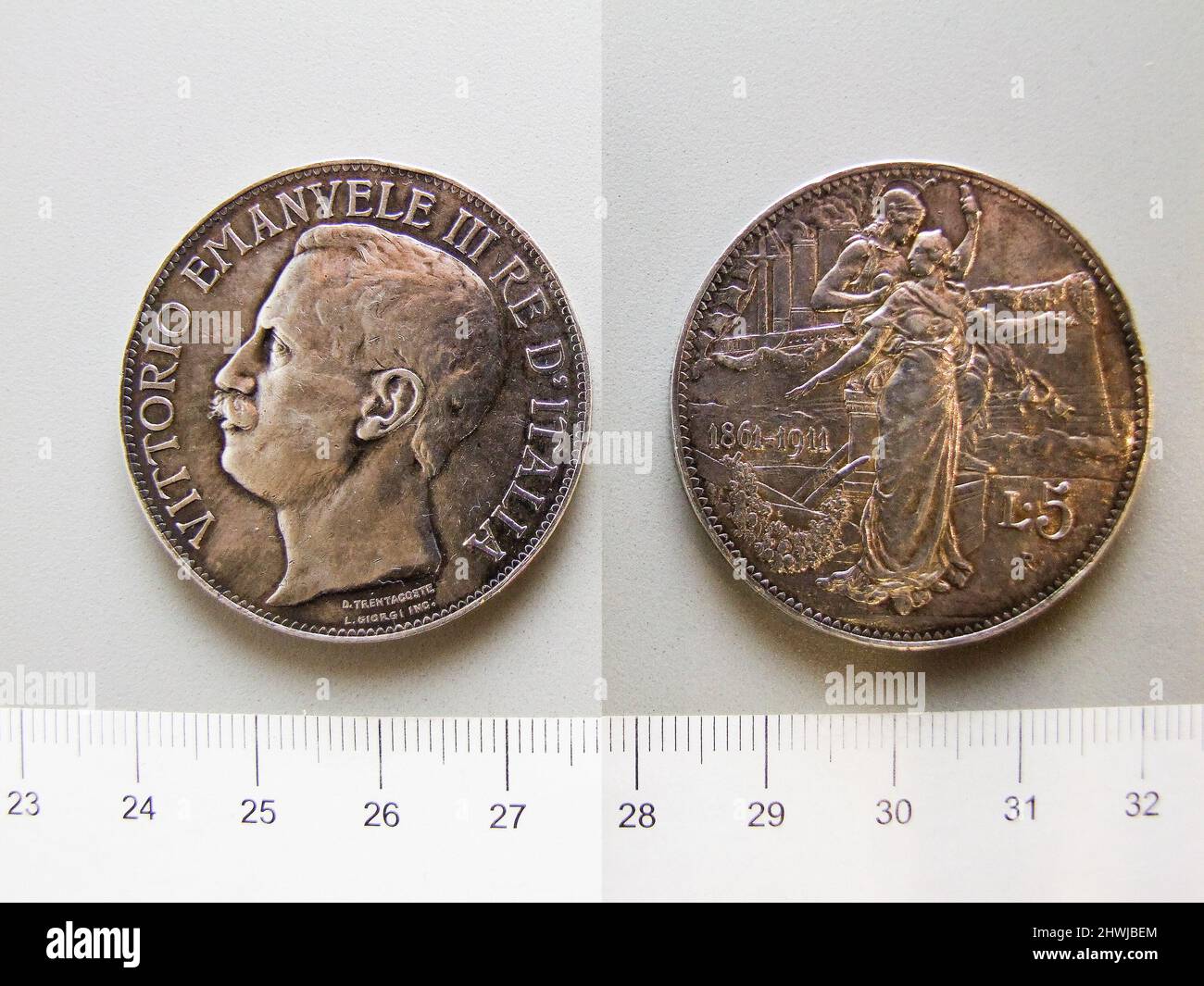 5 Lire of Victor Emmanuel III, King of Italy from Rome. Ruler: Victor ...