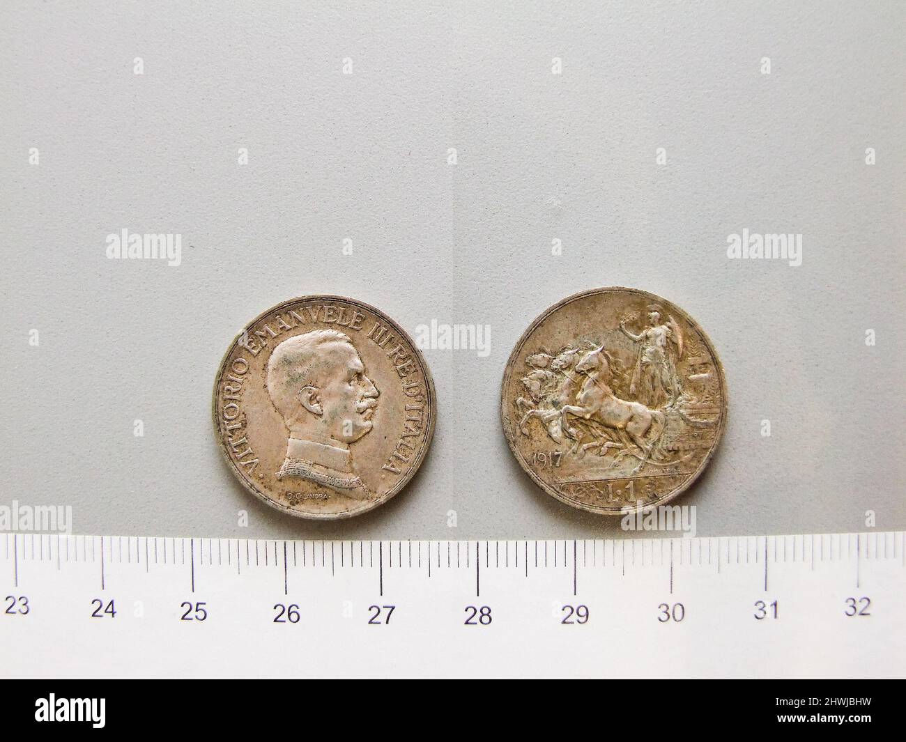 1 Lira of Victor Emmanuel III, King of Italy from Rome. Ruler: Victor ...