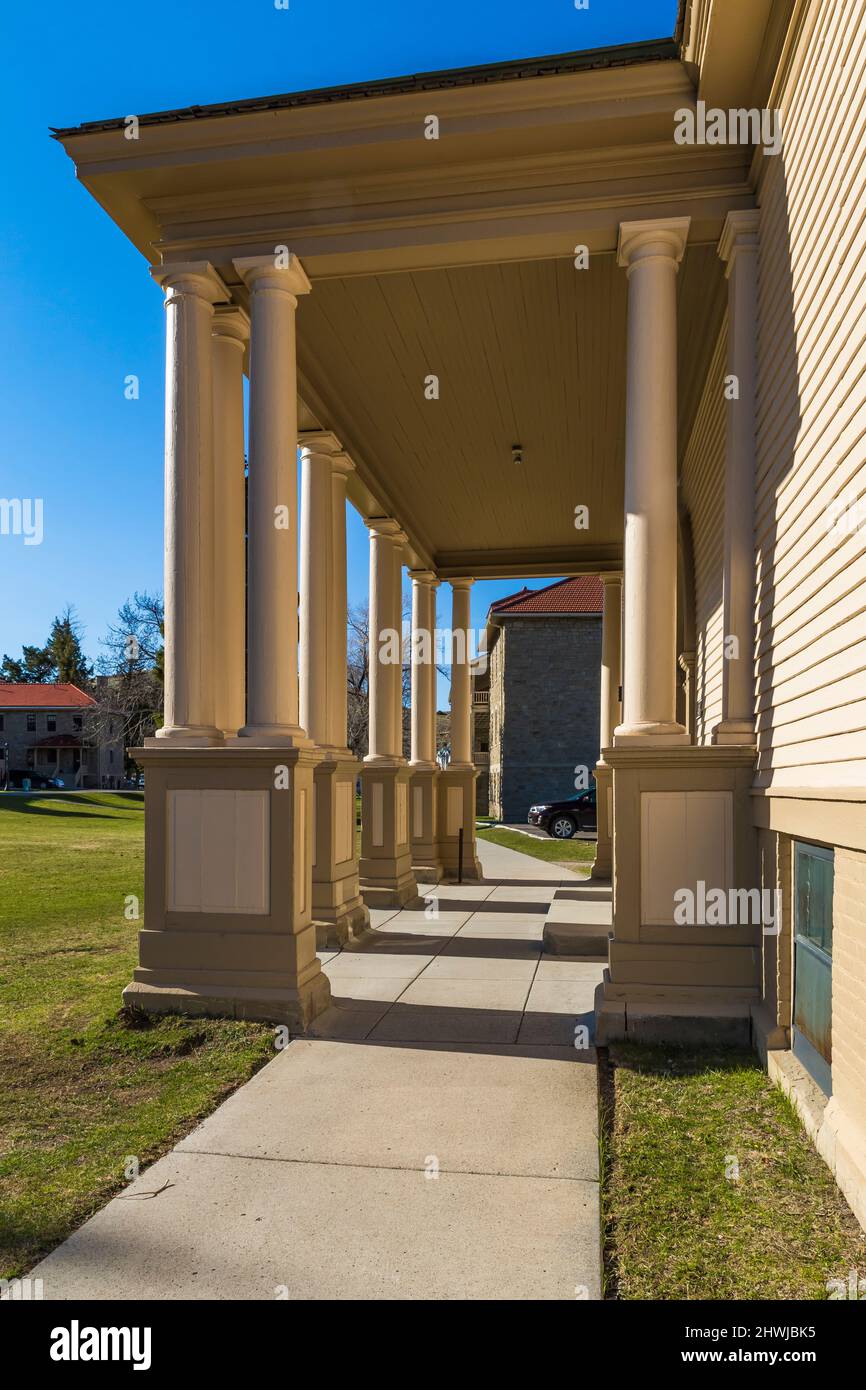 The Post Exchange, a place of rest and relaxation for soldiers, in Fort Yellowstone National Historic Landmark in Yellowstone National Park, Wyoming, Stock Photo