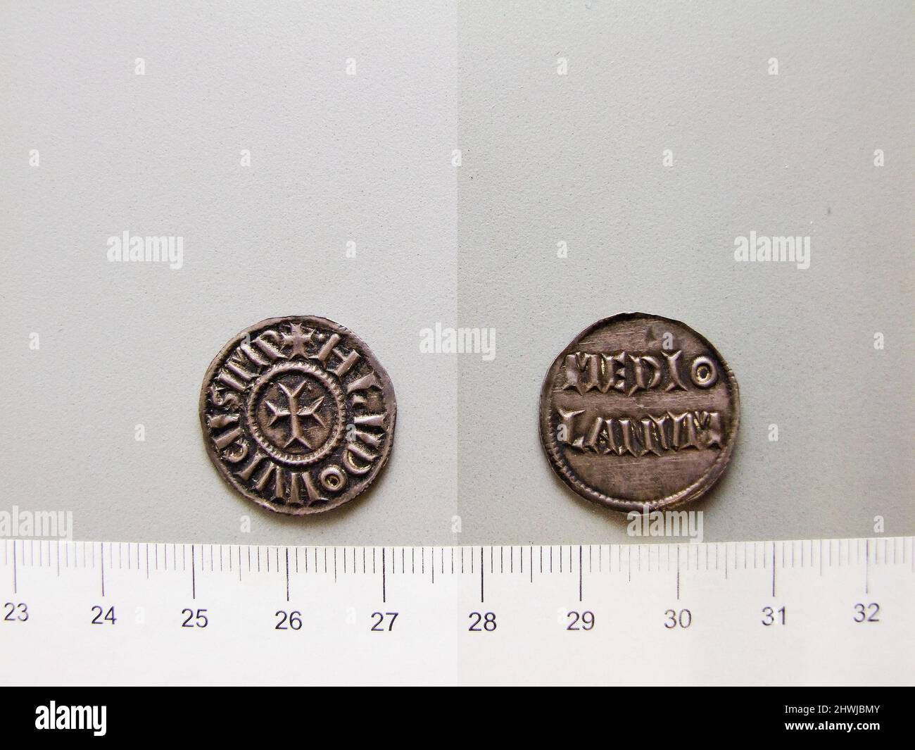 Louis Stone Ruler Silver denarius of Louis the Pious. Ruler: Louis the Pious (Louis I ...