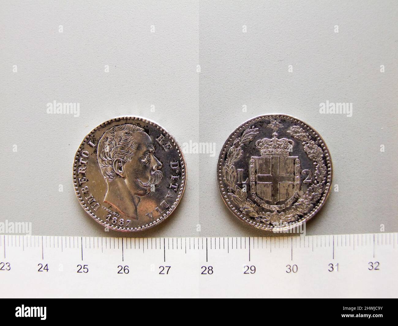 2 Lire of Umberto I from Rome. Ruler: Umberto I, King of Italy, 1844 ...