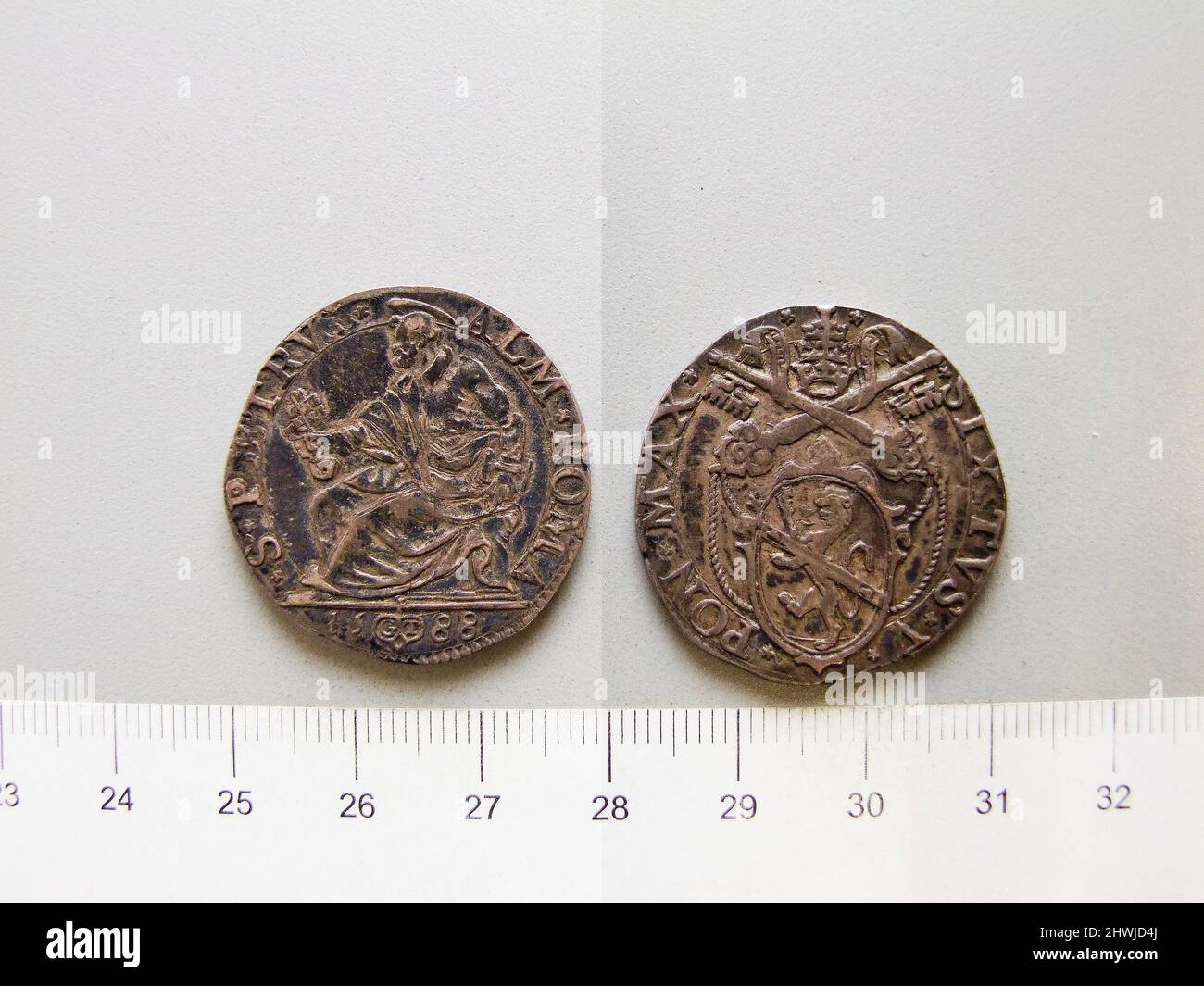 1 Testone of Pope Sixtus V from Rome. Ruler: Pope Sixtus V, Italian,  1520–1590 Mint: Rome Stock Photo - Alamy