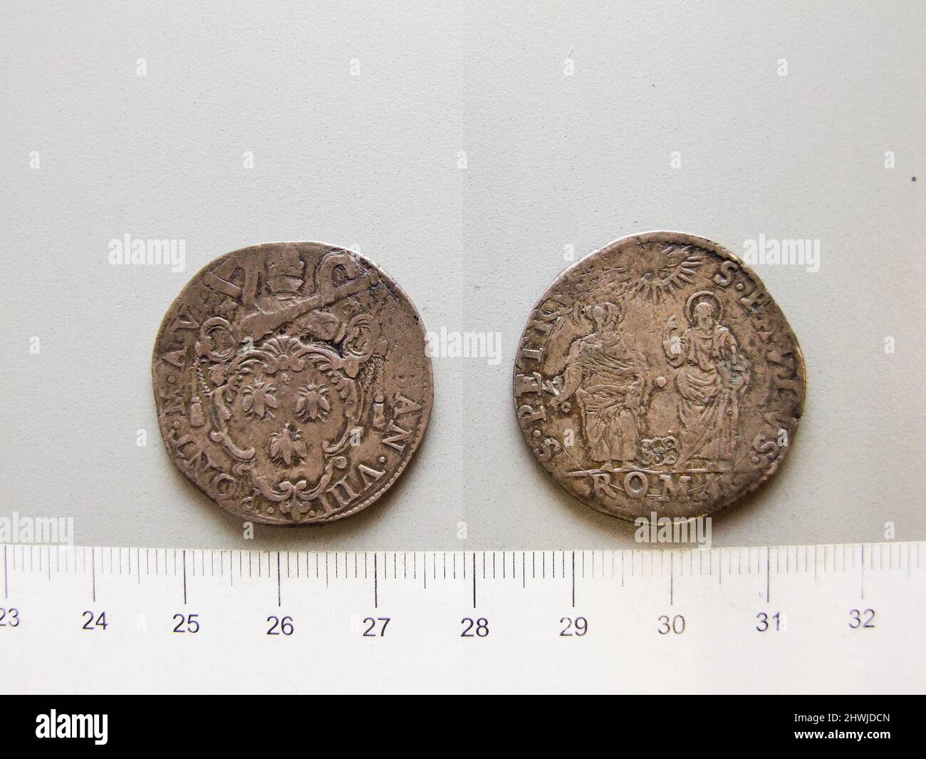 1 Testone of Pope Urban VIII from Rome. Ruler: Pope Urban VIII, Italian ...