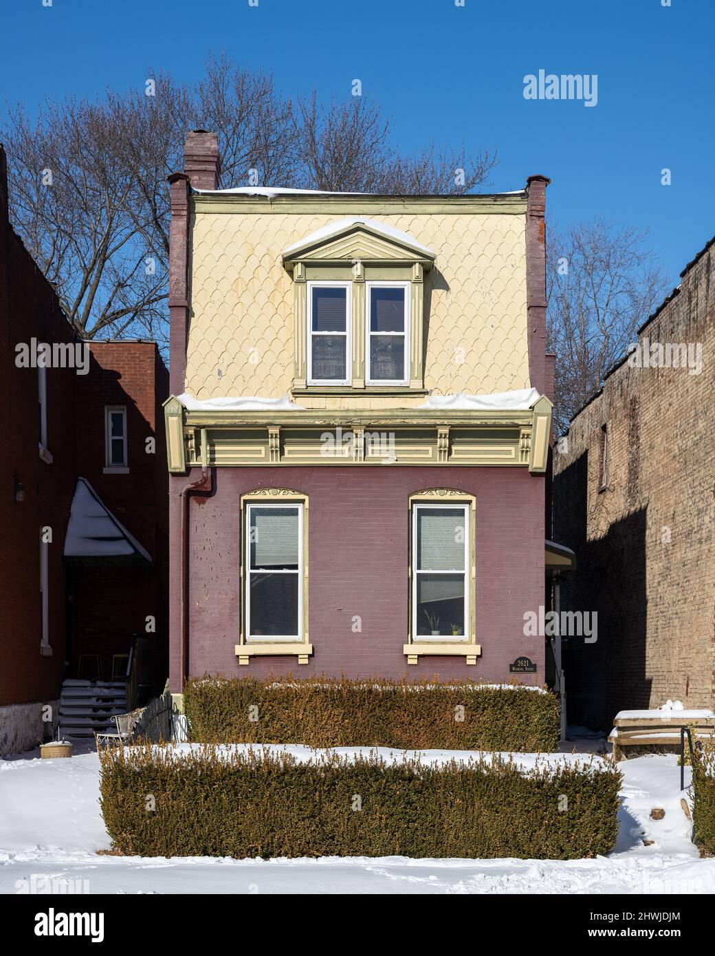 Residential buildings in St. Louis south city during the winter Stock