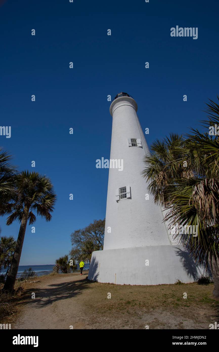 St. Marks Lighthouse, St. Marks Wildlife Refuge, Florida Stock Photo