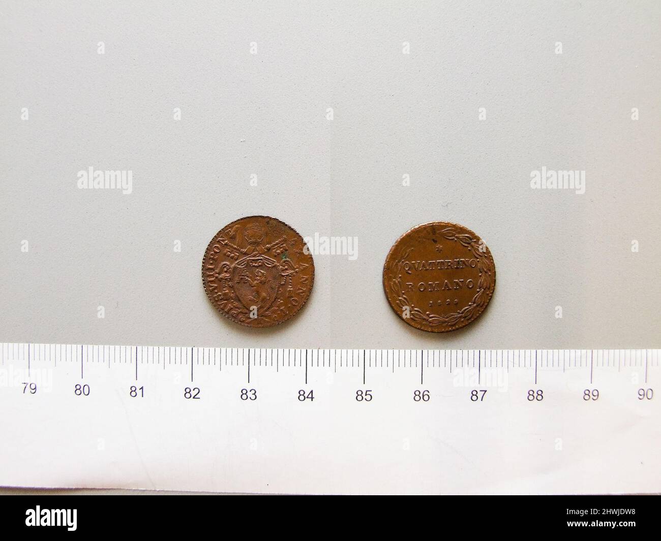 Quattrino Romano of Pope Pius VIII from Rome. Ruler: Pope Pius VIII ...