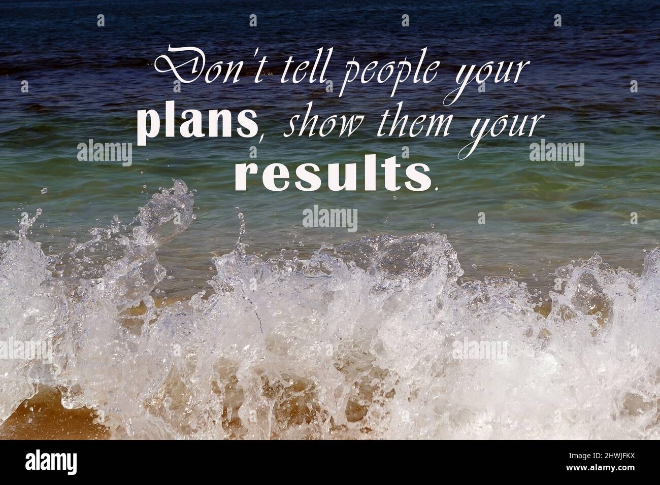 Motivational and inspirational quote on blurred background of blue