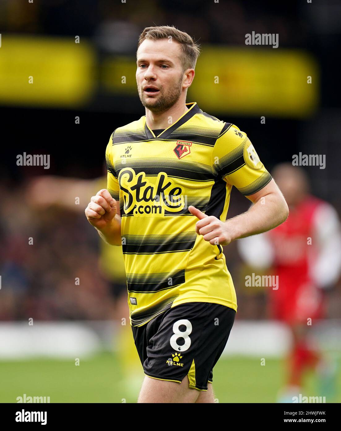 Watford's Tom Cleverley during the Premier League match at Vicarage Road,  Watford. Picture date: Sunday March 6, 2022 Stock Photo - Alamy